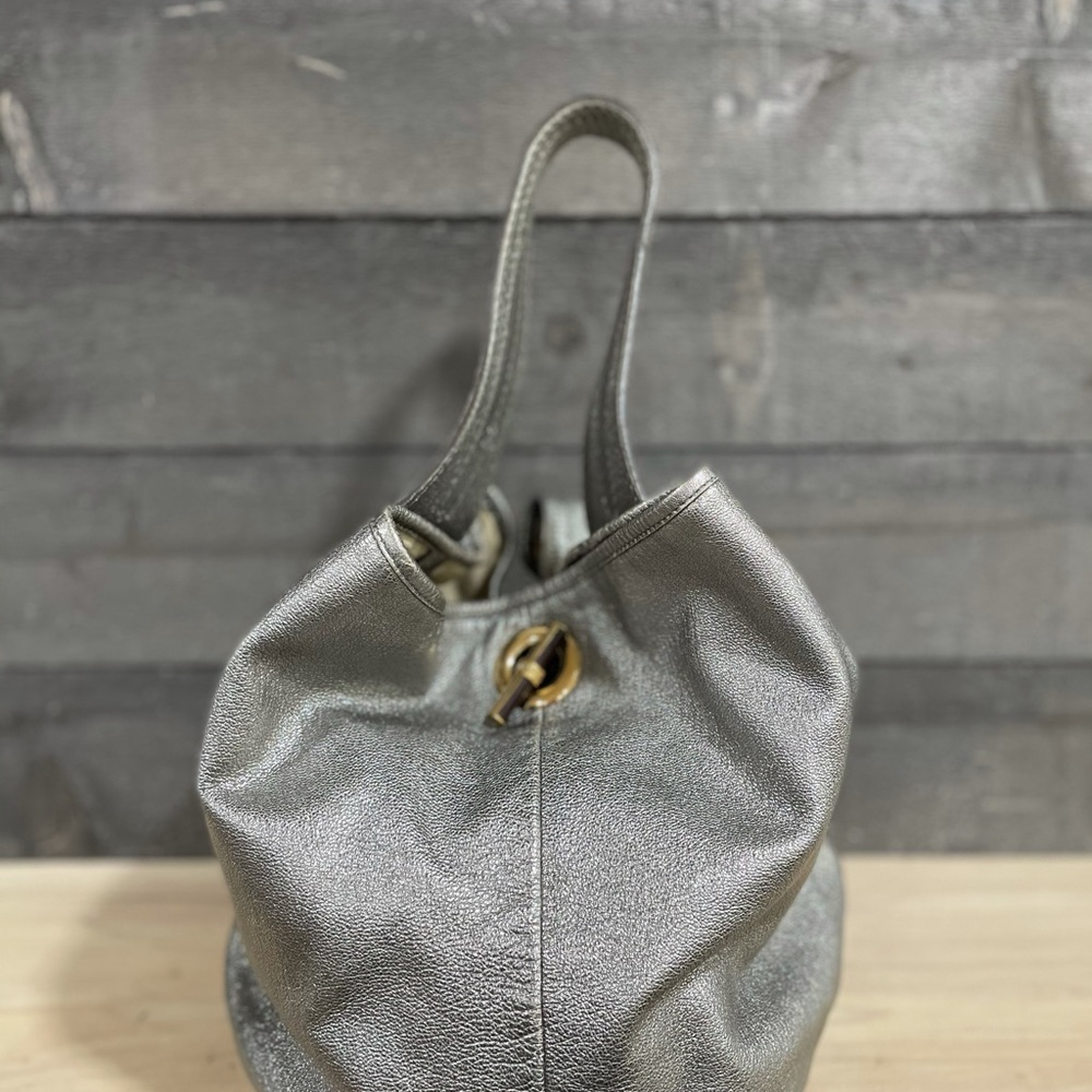 YSL Silver Metallic Capri Hobo